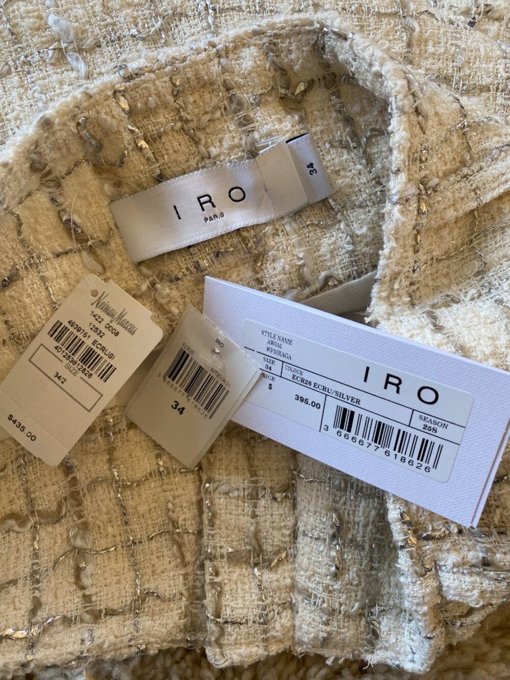 NWT Iro Xaga Tweed Trouser Shorts in Ecru Silver - 34 - Picture 6 of 9